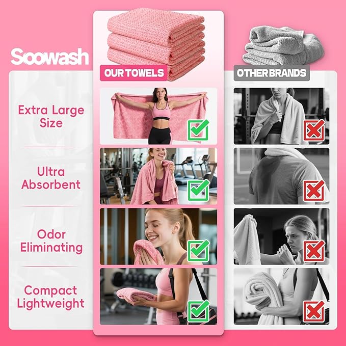 Microfiber Gym Towels for Showering Working Out Quick Dry Negative ions Large Middle Small Sizes Lightweight Gym Towel for Men Women Tennis Sports Towels for Body Hot Yoga Fitness Essentials
