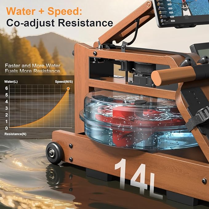 2026update Magnetic Rowing Machines for Home,Rower Machine with 16 Levels,Powerful Silent Magnetic Resistance,350lbs Weight Capacity,LCD Monitor,Silent Rail System,Row Machine for Home Gym Exercise