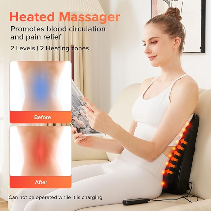 AERLANG Cordless Neck and Back Massager with Heat, 3D Shiatsu Kneading Pillow, 4 Massage Nodes & Bi-Directional Deep Tissue Massage for Neck/Shoulders/Back, Ideal Gift for Women & Men