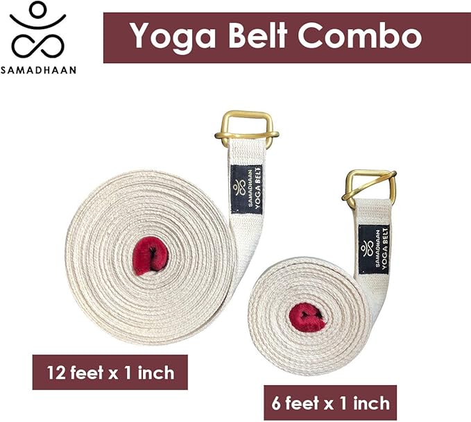 Yoga Strap with Durable Sliding Brass Buckle | Strong & Secure Yoga Strap | Double Thickness Adjustable Yoga Belt for Daily Stretching, Yoga, Pilates & Fitness