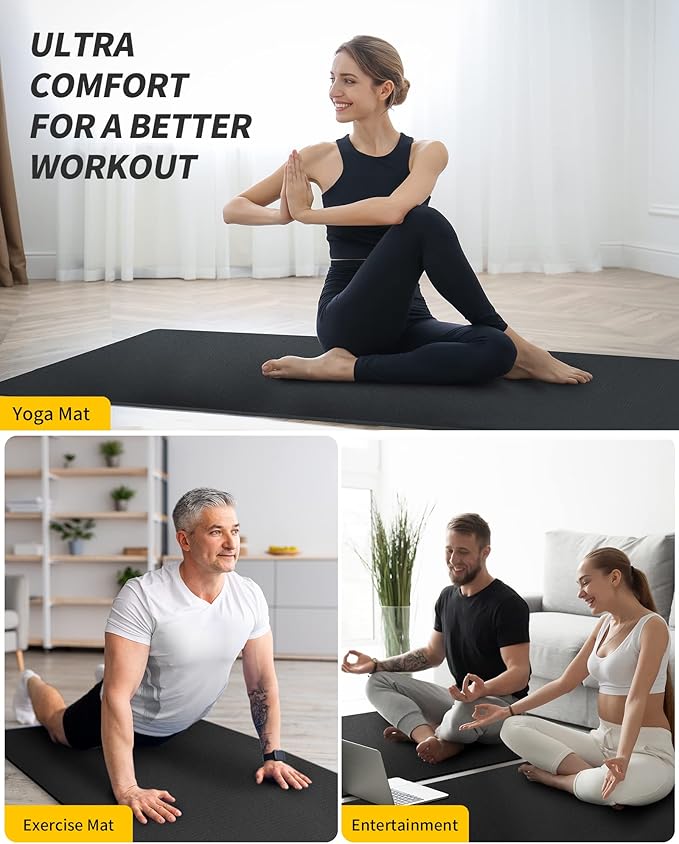 CAMBIVO Yoga Mat for Women and Men, Extra Long and Wide Exercise Mat(72"x48"/84"x30"), Large Non Slip Workout Mat for Yoga, Pilates, Fitness, Barefoot Workouts, Home Gym Studio