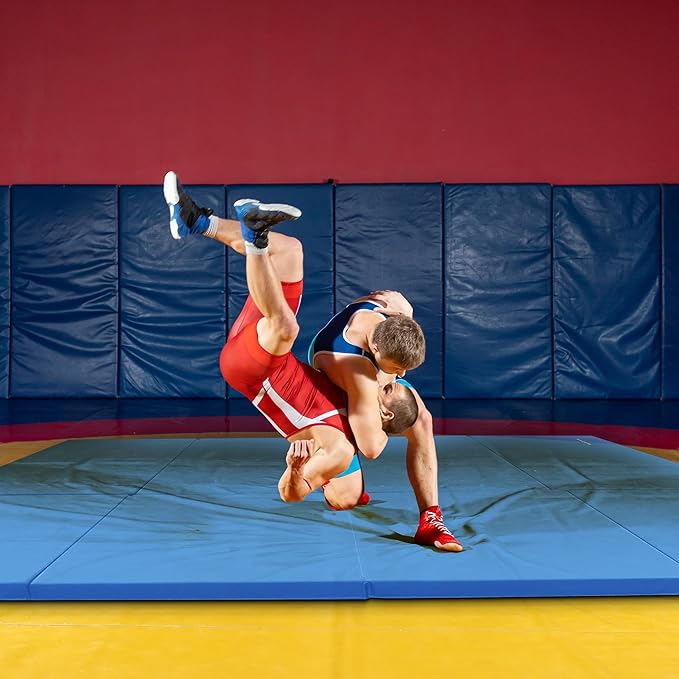 BalanceFrom 10x4 Feet 4-Panel Folding Gymnastics Mat – 2-Inch Thick Pad with Vinyl Surface and Carrying Handles for Tumbling, Yoga, Pilates, Home Workouts, and Martial Arts