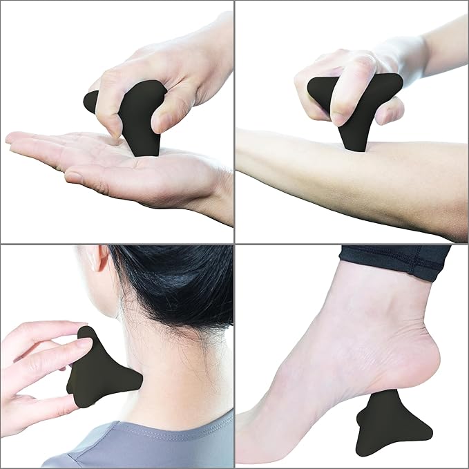 Manual Trigger Point Massage Tool. Small Massager Ball for Deep Tissue Myofascial Release Physical Therapy Foot Plantar Fasciitis Pain Relief Muscle Knot Psoas Hip Flexor Iliacus Release 3×2.6″(Black)