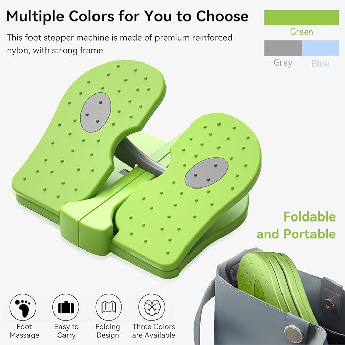 Mini Stepper Trainer, Reinforced Nylon Foot Stepper Exercise Machine Quiet Stair Stepper Foldable Leg Exerciser Peddle for Home Office