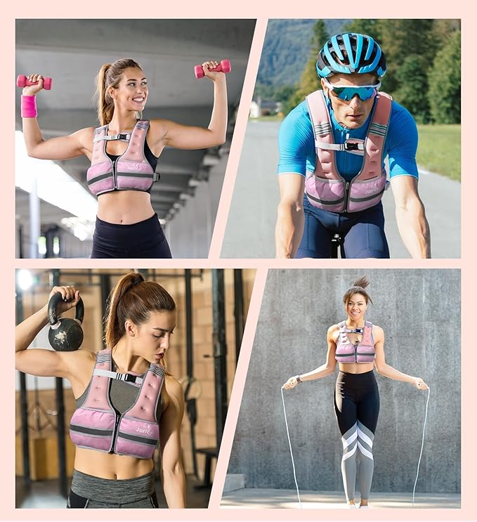 Weighted Vest Woman Men 6lb 8lb 10lb 12lb 14lb 16lb 20lb 25lb 30lb Weight Vest Zipper Front Rucking Vests With Reflective Strips for Walking Running Workout Strength Training Weight Loss Women