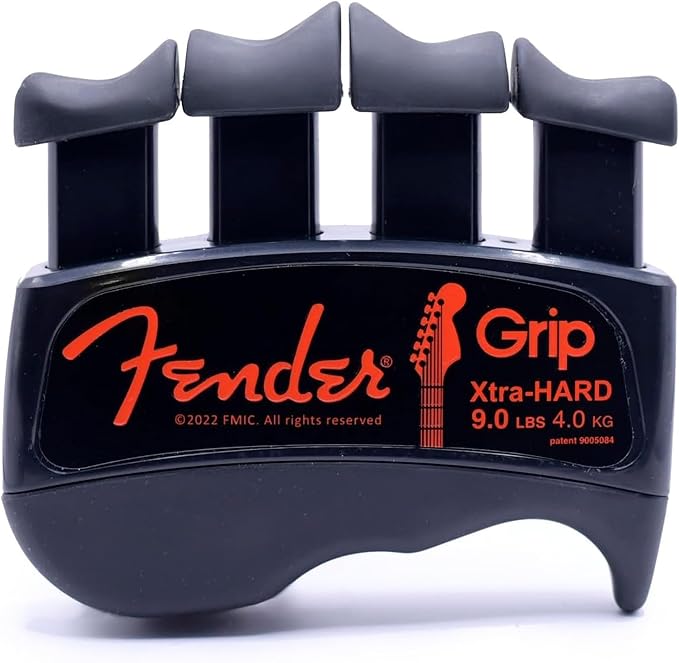 Fender GRIP Hand and Finger Exerciser – Best Ergonomic Finger Strengthener to improve play on all stringed instruments (Guitar, Bass, Violin, etc.) (Tensions: WHITE=5-Lbs; RED=7-Lbs; BLACK=9-Lbs)
