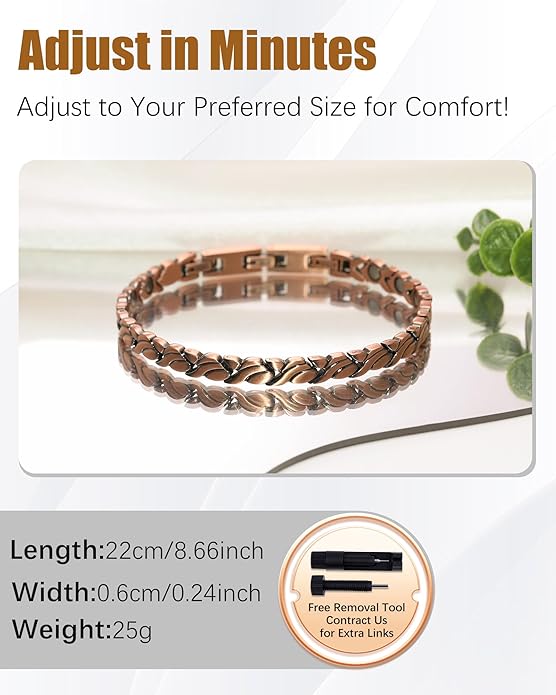 Copper Bracelets & Rings for Women, Copper Magnetic Bracelet for Women