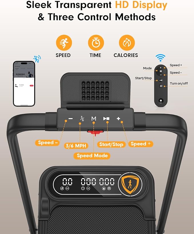 Foldable Treadmill with 10% Incline, Upgrade 3.5HP Low Noise Walking Pad Treadmill with Handle Bar, Trisomy 4 in 1 Portable Under Desk Treadmills for Home/Office, 350Lbs Capacity, APP & Remote Control