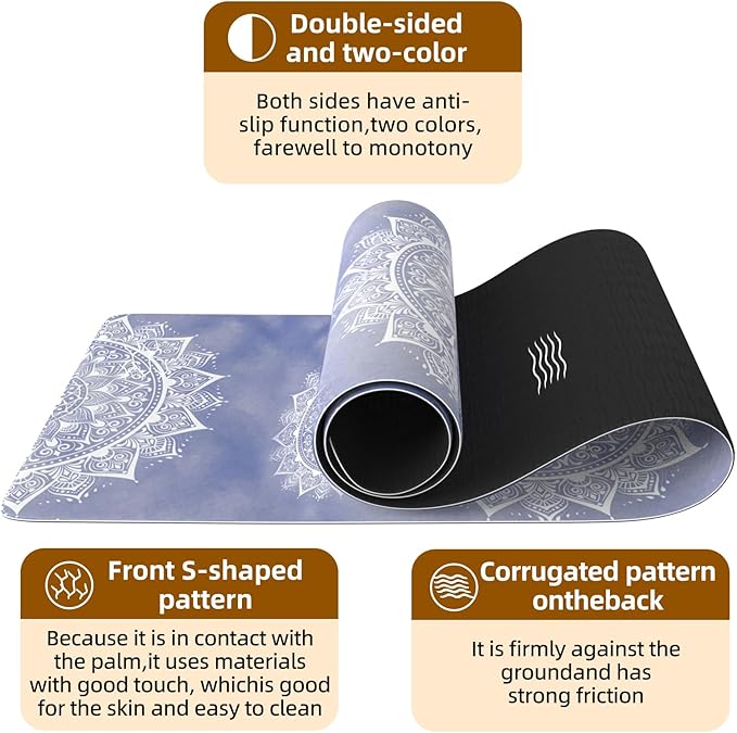 FOLAI Extra Thick Yoga Mat 6mm，pilates mat thick - Non-Slip Exercise Mat for HIIT, Pilates & Home Workouts & Workout with Free Carry Strap