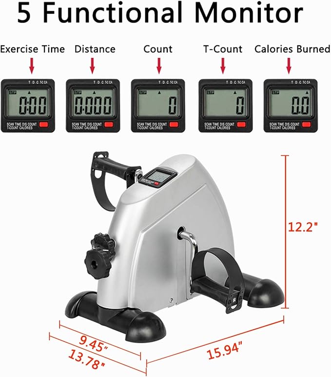 Under Desk Bike Pedal Exerciser, Exercise Bike for Leg/Arm Trainer Pedal Exerciser Foot Peddler Portable Therapy Bicycle Leg Peddler Portable Mini Cycle Bike