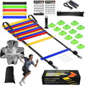 Speed Agility Training Equipment Set, Agility Ladder 20ft, 12 Football Cones, Resistance Parachute/Soccer Kick Trainer, Jump Rope, 5 Resistance Bands, Football Practice Equipment for Kids Adults