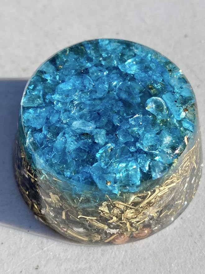 Blue Topaz Orgone Generator Energy Accumulator 528Hz/7.83Hz/Advance Harmonics Many Beautiful Ingredients and Colors!! (Blue Topaz)