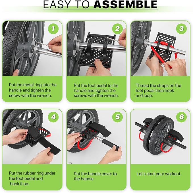 Ab Roller Wheel with Non-Slip Handle, Home Gym Fitness Equipment for Abdominal Core Workout, Ab Roller for Men & Women, Supports Up to 330 lbs, Black