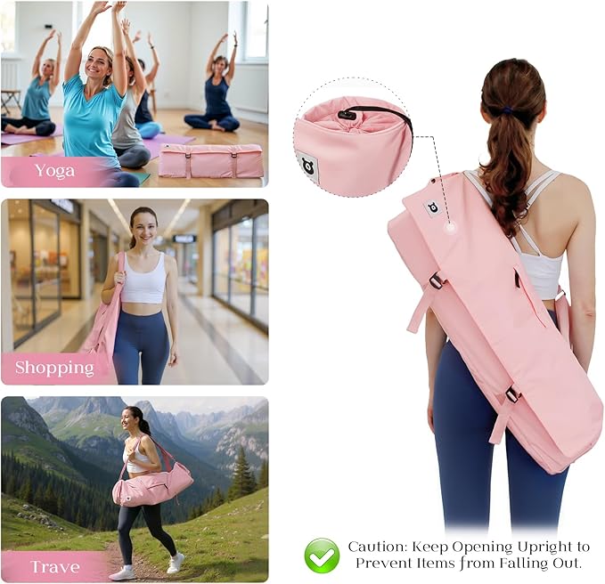 Tumaz Yoga Mat Bag | Padded Adjustable Shoulder Strap | Fits Up to 26" Mats | Multi-Pocket Storage for Essentials | Heavy-Duty G-Hook Closure | Lightweight & Durable for Yoga, Pilates & Fitness