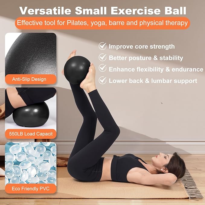 Tsikavo Pilates Ring, Pilates Ring Circle and Ball Set, 12 Inch Magic Circle Pilates Ring,9 Inch Small Exercise Ball,Resistance Bands Set, Home Pilates Equipment for Women