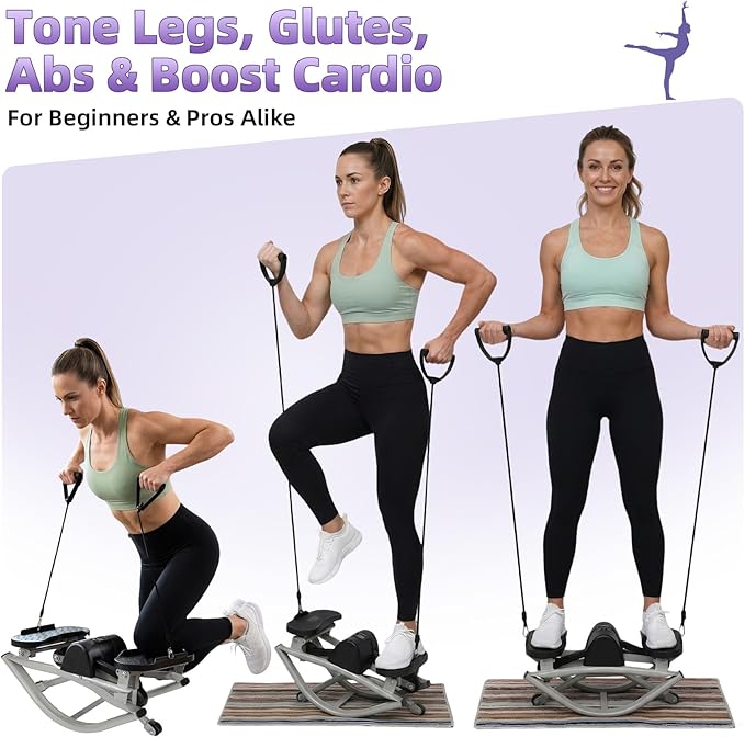 Rock Stepper Side to Side, Rocking Fitness Stepper Home Workout Machine with Resistance Bands for Full Body Workout, for Exercise at Home