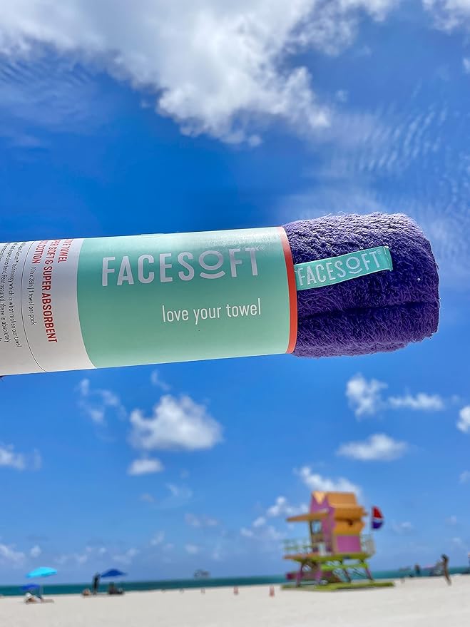 FACESOFT Eco Friendly Gym Towel for Working Out - Soft and Absorbent Cotton Exercise - No Synthetic Microfibers or Plastics - Sweat Towel for Gym, Fitness, Sports, Yoga - Purple - 1 Pc