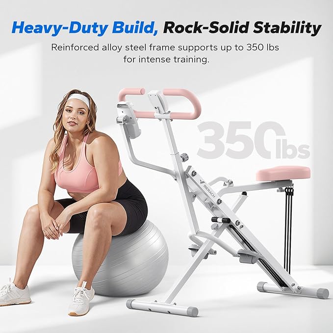 MERACH Upgraded Squat Machine for Women, Smart Row and Deep Squat Trainer with Tablet Stand, Adjustable Resistance & 350LB Weight Capacity, Foldable Home Exercise Equipment, Connect MERACH APP
