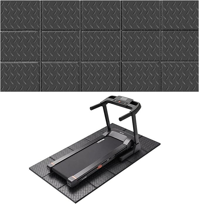Treadmill Mat 79" x 39", 4mm Thick, for Under Treadmill, Walking Pad & Exercise Bike on Carpet & Hardwood Floors, Non-Slip Stripe Design, Waterproof Floor Protector, Noise & Shock Absorbing