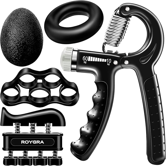 roygra Grip Strength Trainer (5 Pack), Forearm Strengthener, Hand Strengthening Devices, Hand Exercisers for Strength, Finger Strengthener, Wrist Exerciser, Baseball Climbing Calisthenics Basketball