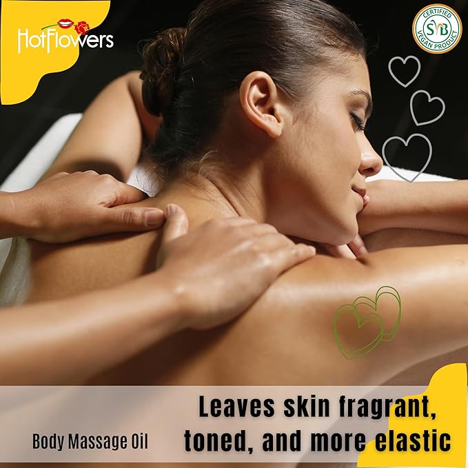 HOT FLOWERS Ylang-Ylang Body Massage Oil Set for Moisturizer and Nourish The Skin – Women and Couples - 4.5 fl oz