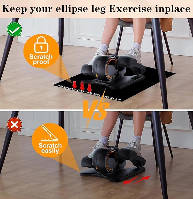 6mm Thick Non-Slip Exercise Mat - Protects Hardwood Floors 2X Better Than 3mm Mats, Noise-Reducing Equipment Pad for Elliptical Desk Bike Pedal Exerciser