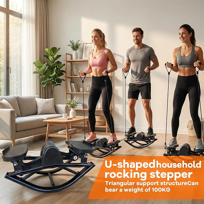 Rock Stepper, Home Use Lhanel Rock Stepper Machine, Portable and Compact Side Stepper, Left and Right Swinging Stepper for Exercise Legs, Hips, Waist, and Performing Aerobic Exercise（Pink）