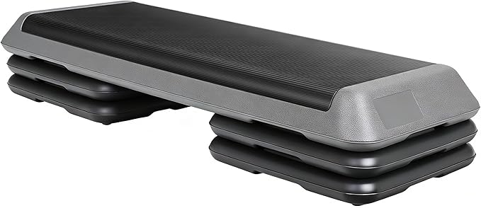 ZENY 43'' Exercise Aerobic Step Platform, Adjustable Fitness Stepper with 4 Stackable Risers, Aerobics Stepper Workout Stepper for Home Gym Cardio Strength & Training