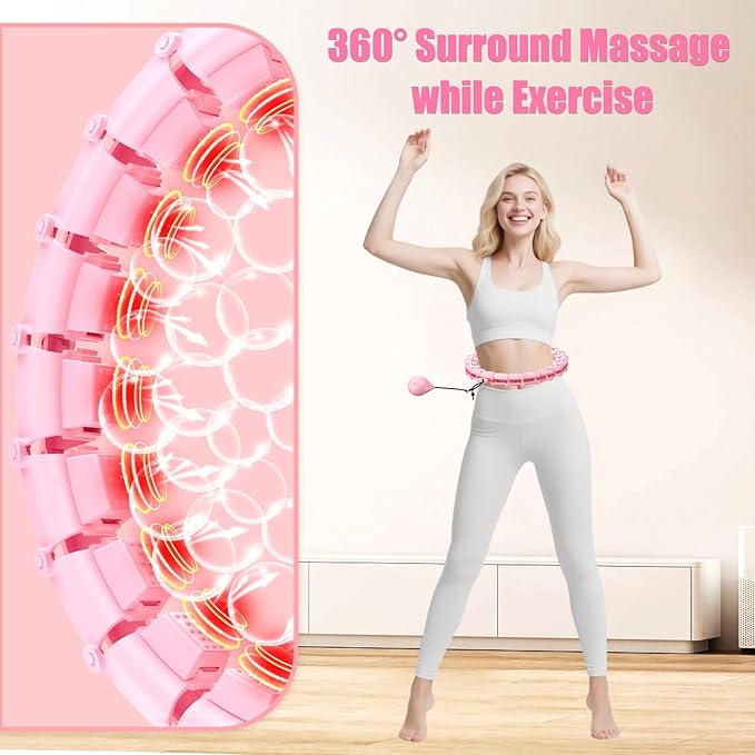 65 Inch Adjustable Fitness Waist Hoop – 32 Detachable Links, Quiet Non-Drop Fitness Tool for Adults Weight Loss, Plus Size Exercise Hoop for Women & Beginners