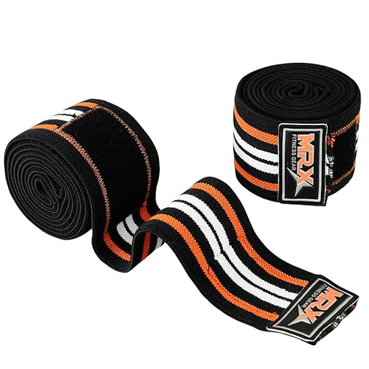 New Weightlifting Knee Wraps for Gym Fitness Training Support Bandages Knee Straps for Squats (Black/Orange/White)