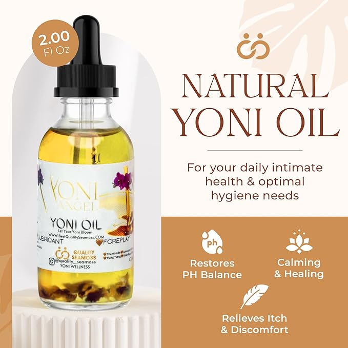 USA Made Yoni Oil, Mint Fresh Feminine Care Oil, Reduces Odor, Restores pH Balance, All Natural, Herbal Yoni Blend with Tea Tree Oil, Mint, Lemongrass, Jasmine & Chamomile Oils, 2 oz