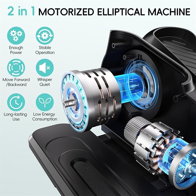 Under Desk Oval Machine, Morelax Oval Leg Exerciser for Elderly Assembly, Quiet Portable Electric Sit Pedal Exerciser with Resistance Band, Remote Control and 12 Adjustable Speeds