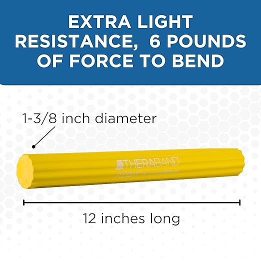 THERABAND FlexBar, Tennis Elbow Therapy Bar, Relieve Tendonitis Pain & Improve Grip Strength, Resistance Bar for Golfers Elbow & Tendinitis, Yellow, Extra Light, Beginner