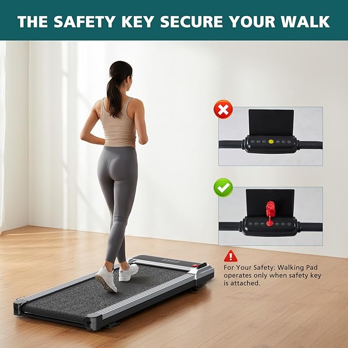 Smug Compact Armless Treadmill, Space Saving Design for Home & Office, Quiet Under Desk Walking Pad, 200 Lbs Capacity 3 in 1 Portable Walking Treadmill
