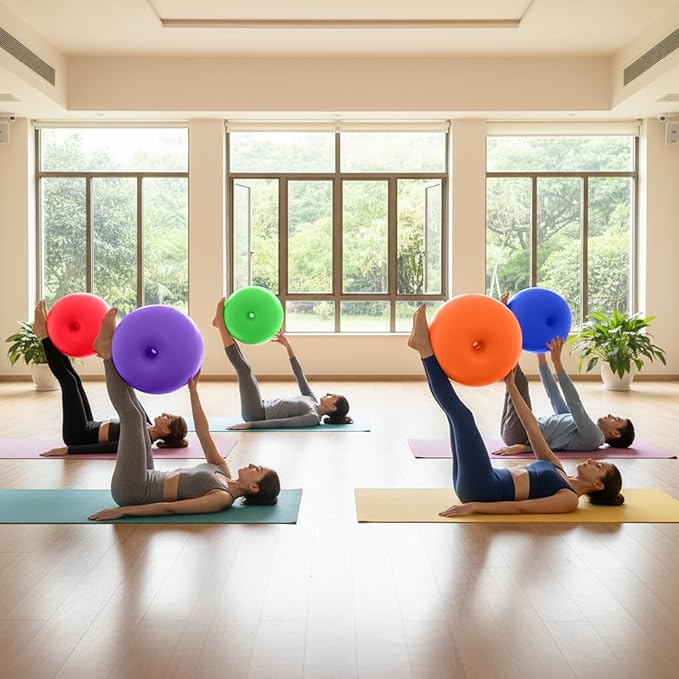 Lewtemi 6 Pcs Flexible Seating for Classroom Elementary 20 Inch Yoga Ball Chairs Large Inflatable Donut Exercise Ball Chair Stability Balance Trainer with Inflator for Kids Student