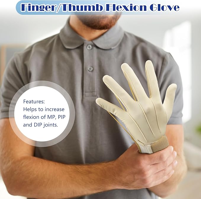 Panitay 2 Pair Traction Exercise Glove Hand Finger Strengthening Thumb Flexion Physical Therapy Glove for Increasing Strength