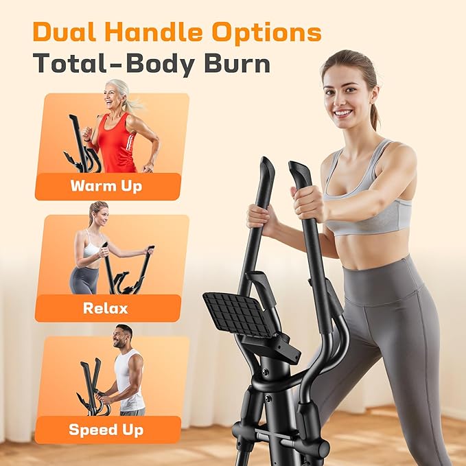 OWLSKY Elliptical Exercise Machine, Elliptical Machine for Home,16 Resistance Levels,300LBS,LCD Monitor,Device Holder