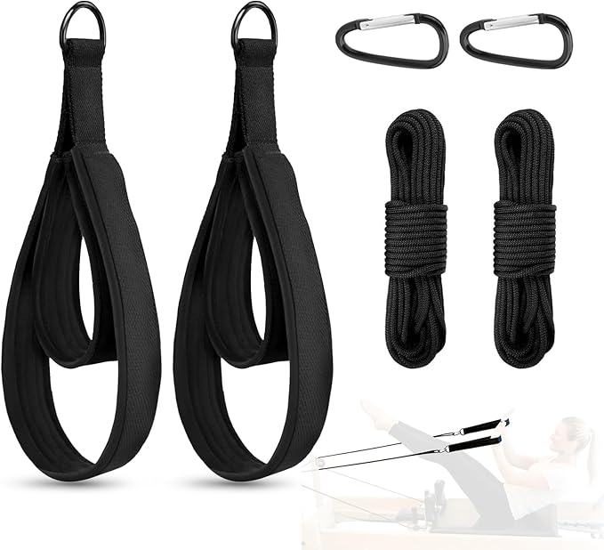 Rope and Padded Double Loop Kit for Balanced Body Pilates Reformer, Straps with D Rings and Adjustable Length Rope for Studio, for Clinical, for Allegro 1 Pilates Reformers Equipment