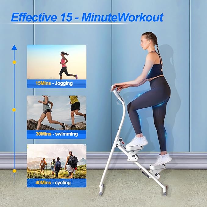 Stair Stepper for Home Gym, Foldable Vertical Climber Workout Machine, Full Body Cardio Machine with Adjustable Handles, LCD Monitor
