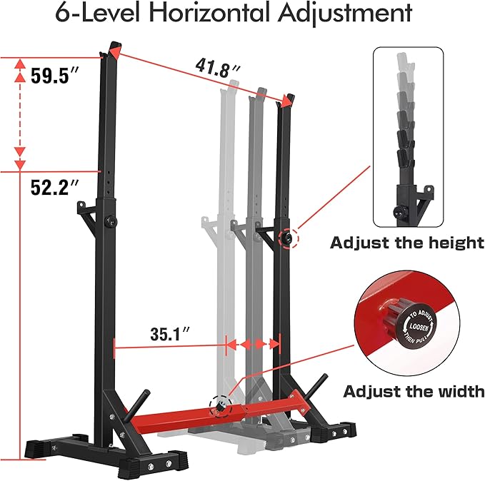 CANPA Adjustable Squat Rack Stand Multi-Function Barbell Rack Weight Lifting Gym Dumbbell Racks Home Gym Bench Press Rack Dumbbell Racks Stands 600Lbs