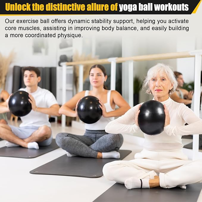 18 Pcs Pilates Ring and Ball Set Pilates Equipment for Home Workout 11.8 Inch Magic Circle Rings with Padded Handles, Small Yoga Balls for Strength, Fitness, Toning and Flexibility, Black