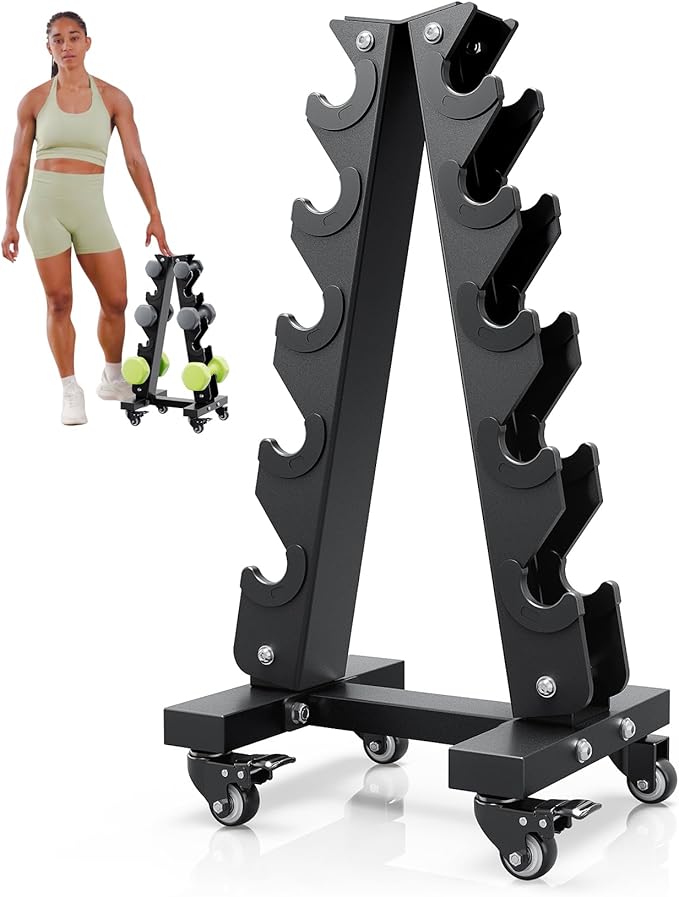 YOLEO Dumbbell Rack - 3 Tier & 5 Tier Compact Weight Rack for Dumbbell, Kettlebell, Barbell, Heavy Duty Weight Storage Organizer, Space-Saving Dumbbell Storage Stand Holder for Home Gym - 1100LBS Capacity (Rack Only)