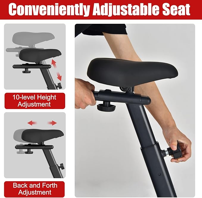 GYMAX Fan Bike, Air Resistance Upright Bike with LCD Monitor, Phone Holder & Built-in Wheels, Fully Adjustable Stationary Exercise Bike for Home Gym Cardio Training Workout Fitness
