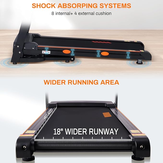 Treadmill for Home with 15-Level Auto Incline, 0.5-10 MPH, 18" Wide Running Belt, 3.0 HP, 300 LB Capacity, Shock-Absorbing Foldable Incline Treadmill with Bluetooth App