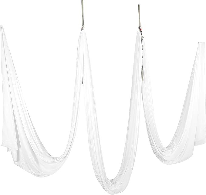 Kojem Aerial Silk Fabric Yoga Swing Kit For Fitness Yoga Inversions Flexibility Core Strength Dance White Nylon Fabric 6.6/13.1 Yards
