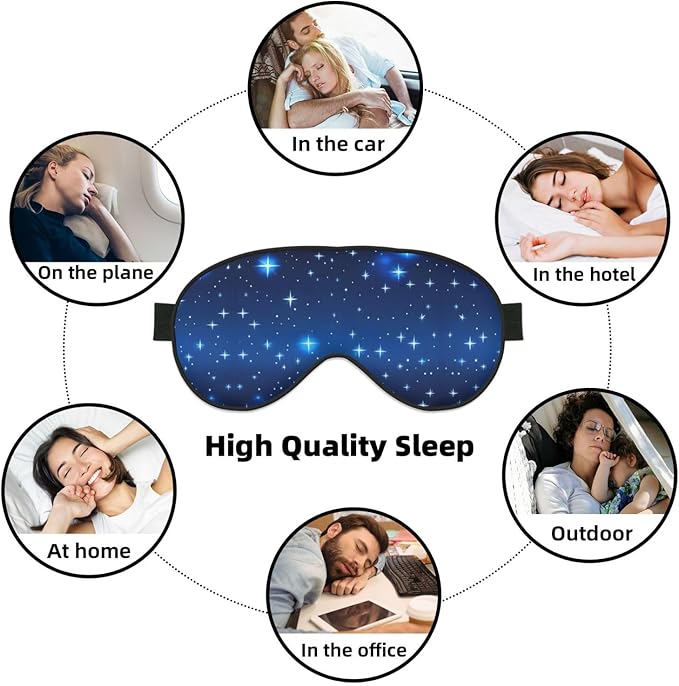 Blue Star Pattern Head-Mounted Double-Sided Light-Blocking Sleeping Eye mask to Protect Eyes and Relieve Eye Fatigue