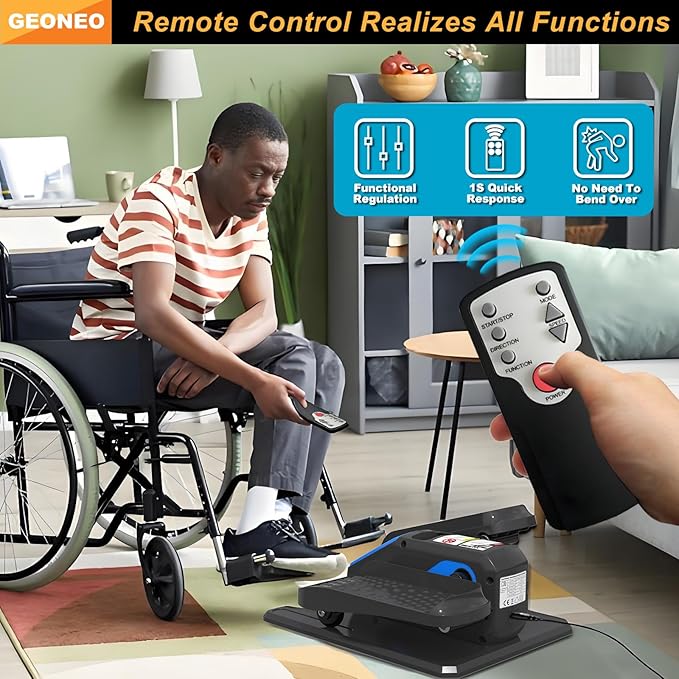 Under Desk Elliptical Machine, Electric Elliptical Exerciser for Senior, Quiet and Small Electric Seated Pedal Exerciser for Home with Remote Control and 12 Adjustable Speeds