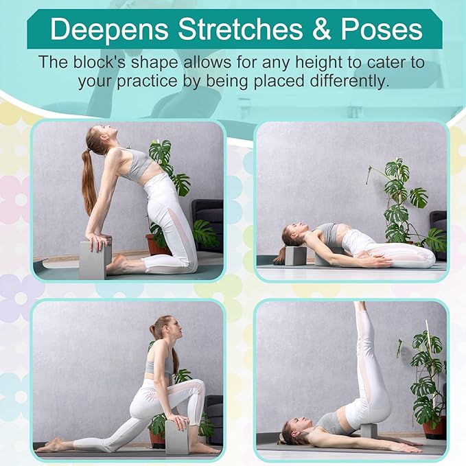 Meooeck 18 Pcs Yoga Blocks and Strap Set Include 12 EVA Foam Yoga Blocks Bulk 9"x6"x3" with 6 Adjustable 8 ft Straps D Ring Non Slip Props for Stretching Pilates Workout Studio Home Gym