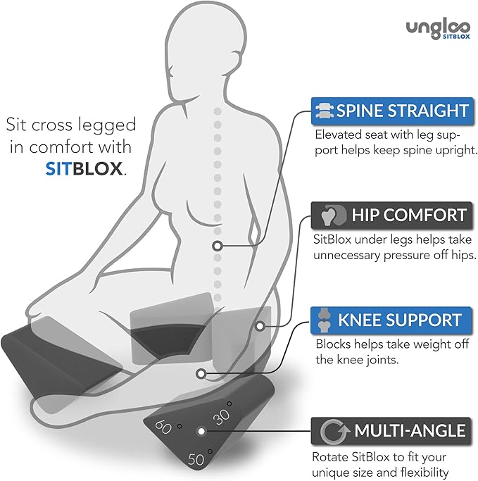 Ungloo Supportive Yoga Block Wedges for Seated Meditation – Elevates Knees, Reduces Hip Pressure, and Improves Cross-Legged Posture