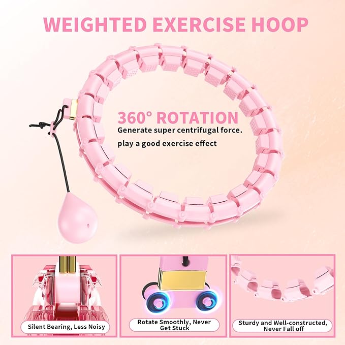 65 Inch Adjustable Fitness Waist Hoop – 32 Detachable Links, Quiet Non-Drop Fitness Tool for Adults Weight Loss, Plus Size Exercise Hoop for Women & Beginners